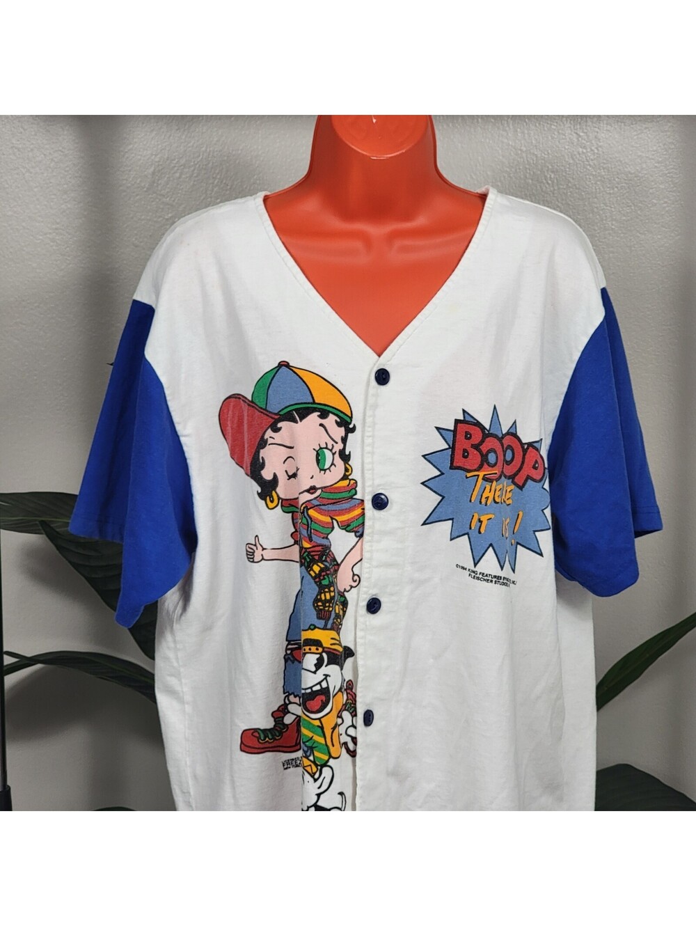Vintage 90s Betty Boop Button Jersey V-Neck Shirt Men’s XL